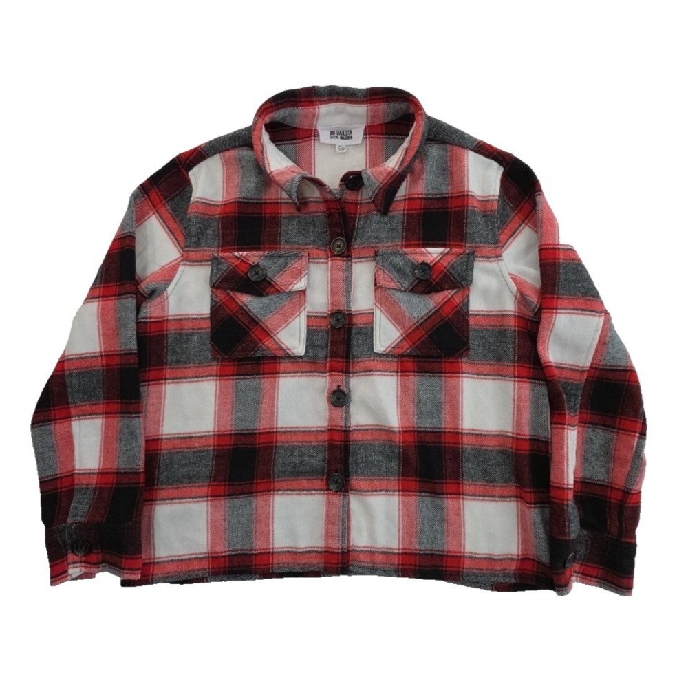 BB Dakota Steve Madden Shacket Women's XL Red Black  Plaid Boxy Fit Barn‎ Jacket